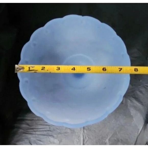 Vintage Indiana Glass Light Blue Satin Frosted Blue Teardrop Pedestal Compote - Picture 4 of 9
